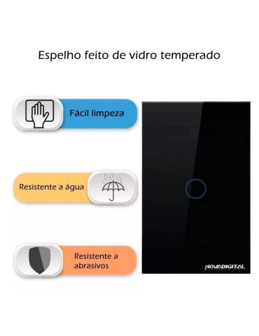 Interruptor Inteligente Touch Zigbee 1 Botão Preto Nova Digital - 4x2