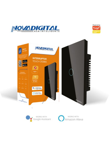 Interruptor Inteligente Touch Zigbee 1 Botão Preto Nova Digital - 4x2