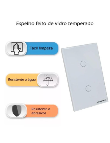 Interruptor Inteligente Touch 2 Botões Branco Nova Digital - 4x2