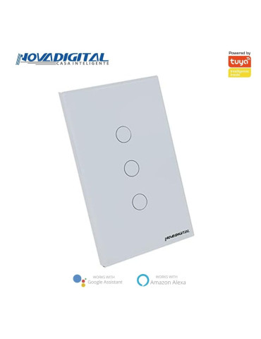 Interruptor Inteligente Touch Zigbee 3 Botões Branco Nova Digital - 4x2