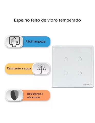 Interruptor Inteligente Touch 4 Botões Branco Nova Digital - 4x4