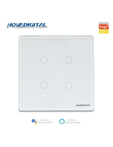 Interruptor Inteligente Touch 4 Botões Branco Nova Digital - 4x4