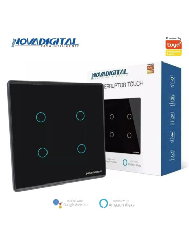 Interruptor Inteligente Touch Wi-Fi 4 Botões Lite Preto Nova Digital - 4x4