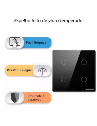 Interruptor Inteligente Touch Zigbee 4 Botões Preto Nova Digital - 4x4