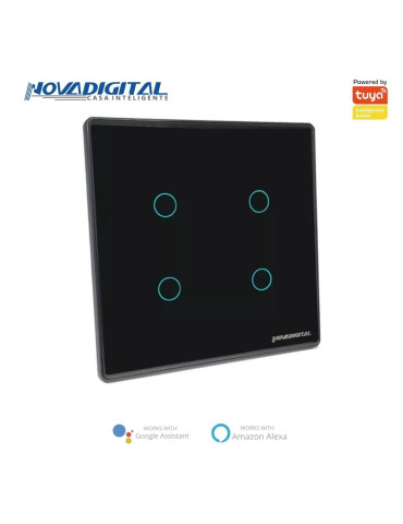 Interruptor Inteligente Touch Zigbee 4 Botões Preto Nova Digital - 4x4