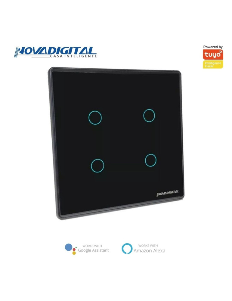 Interruptor Inteligente Touch Wi-Fi 4 Botões Lite Preto Nova Digital - 4x4