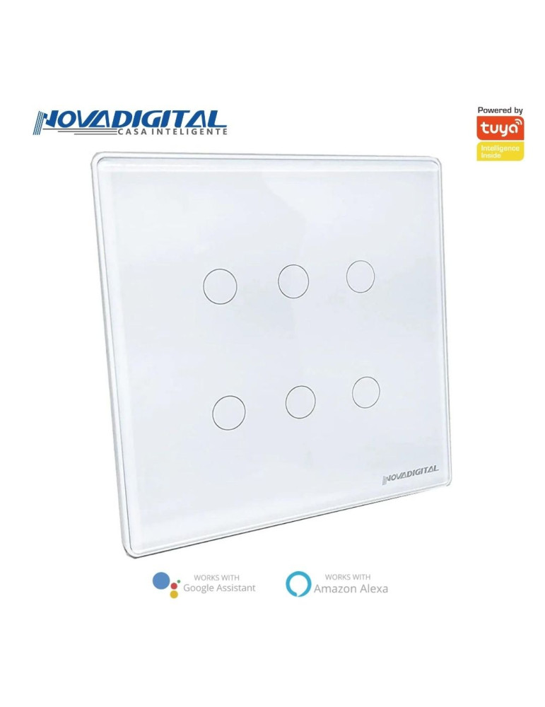 Interruptor Inteligente Touch 6 Botões Branco Nova Digital - 4x4