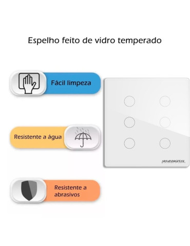 Interruptor Inteligente Touch Zigbee 6 Botões Branco Nova Digital - 4x4