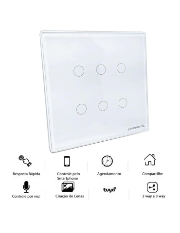 Interruptor Inteligente Touch Zigbee 6 Botões Branco Nova Digital - 4x4