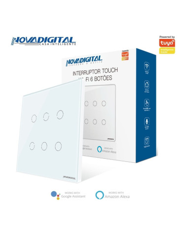 Interruptor Inteligente Touch 6 Botões Branco Nova Digital - 4x4