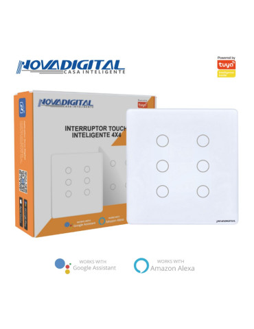 Interruptor Inteligente Touch Zigbee 6 Botões Branco Nova Digital - 4x4
