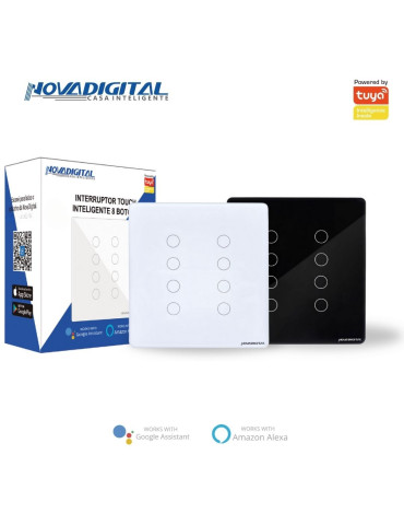 Interruptor Inteligente Touch 8 Botões Branco Nova Digital - 4x4