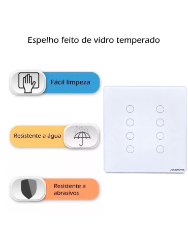 Interruptor Inteligente Touch Zigbee 8 Botões Branco Nova Digital - 4x4