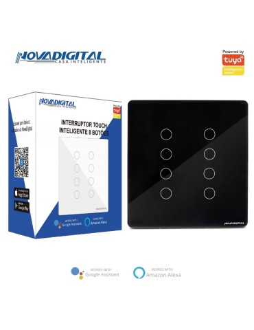 Interruptor Inteligente Touch 8 Botões Preto Nova Digital - 4x4