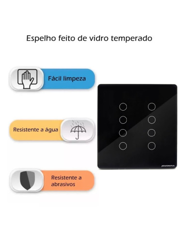 Interruptor Inteligente Touch Zigbee 8 Botões Preto Nova Digital - 4x4