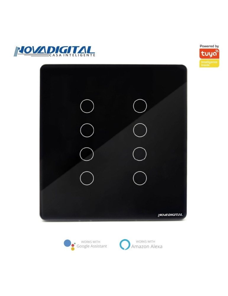Interruptor Inteligente Touch 8 Botões Preto Nova Digital - 4x4