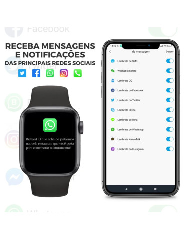 Smartwatch Relógio Inteligente S8 Pro 2024 Preto/Rosa khostar