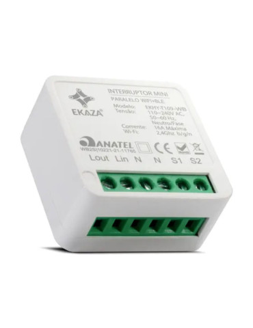Interruptor Mini Módulo Wi-fi Paralelo Bluetooth Ekaza Alexa e Google