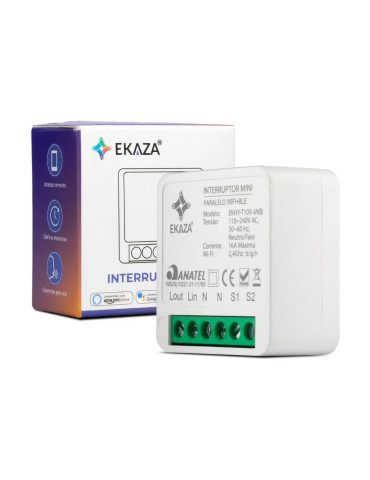 Interruptor Mini Módulo Wi-fi Paralelo Bluetooth Ekaza Alexa e Google