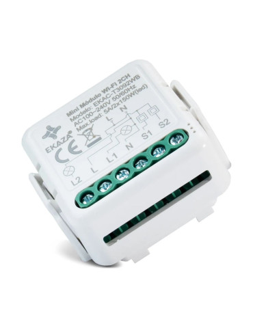 Interruptor Mini Módulo Wi-fi Paralelo Bluetooth 2 Canais Ekaza Alexa e Google