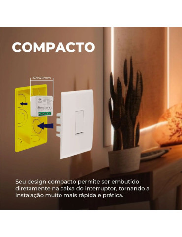 Interruptor Mini Módulo Wi-fi Paralelo Bluetooth 2 Canais Ekaza Alexa e Google