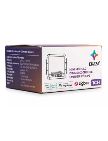 Mini Módulo Embutir Dimmer ZigBee 1 Canal C/ Clipe Ekaza