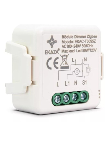 Mini Módulo Embutir Dimmer ZigBee 1 Canal C/ Clipe Ekaza