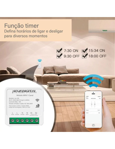 Relé Mini 1 Canal Wi-fi Nova Digital