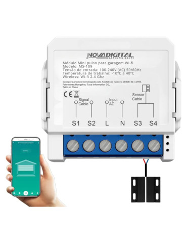 Módulo Mini Pulso Garagem Wi-Fi Nova Digital