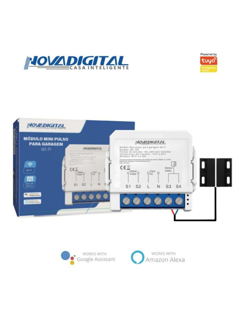 Módulo Mini Pulso Garagem Wi-Fi Nova Digital