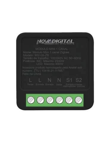 Relé Mini Zigbee 1 Canal Nova Digital Tuya