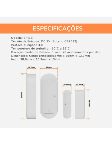 Sensor de portas e janelas zigbee nova digital