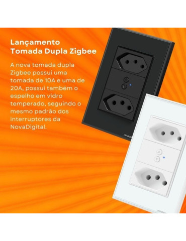 Tomada Dupla Inteligente Zigbee Nova Digital 4x2