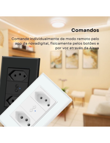 Tomada Dupla Inteligente Zigbee Nova Digital 4x2