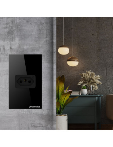 Tomada Inteligente de Embutir 20A Wi-fi Preto/Branco Nova Digital 4x2