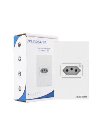 Tomada Inteligente de Embutir 20A Wi-fi Preto/Branco Nova Digital 4x2