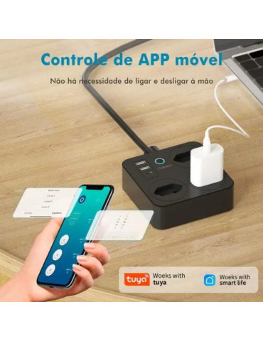 Régua de Tomada Extensões Inteligente Wi-FI com USB-C Coibeu Branco