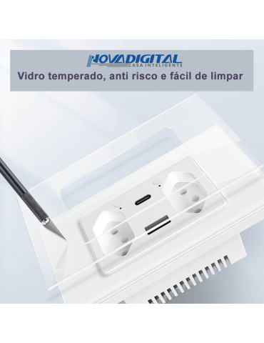 Tomada Dupla Inteligente Branco Wi-fi Com Usb-c Nova digital 4x2